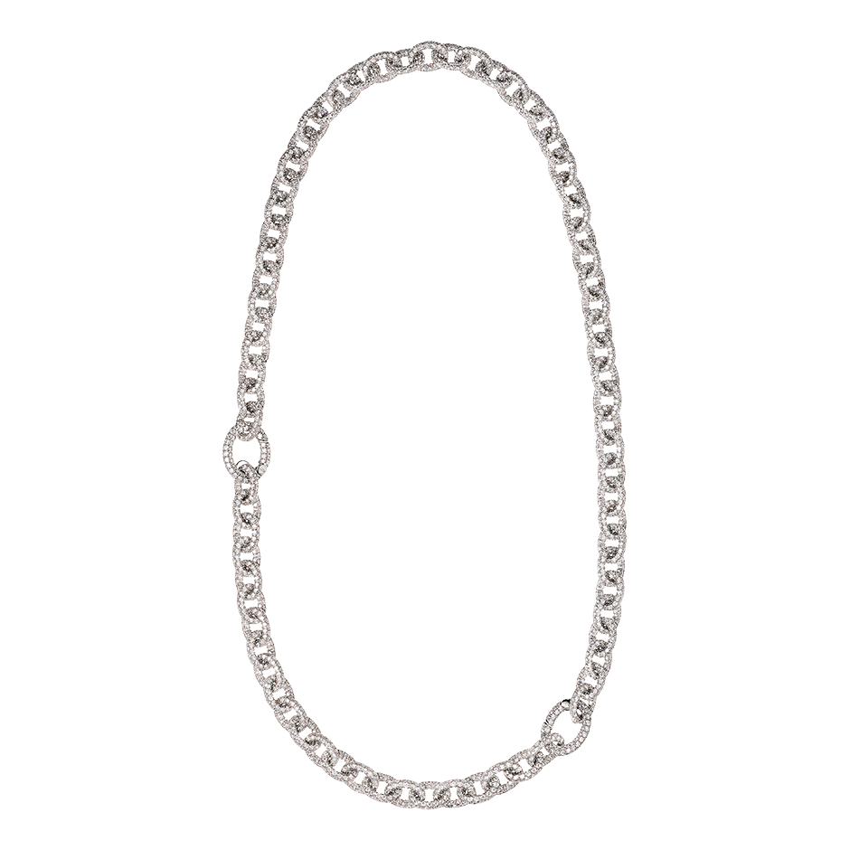 Anchor Chain Necklace White long in White Gold