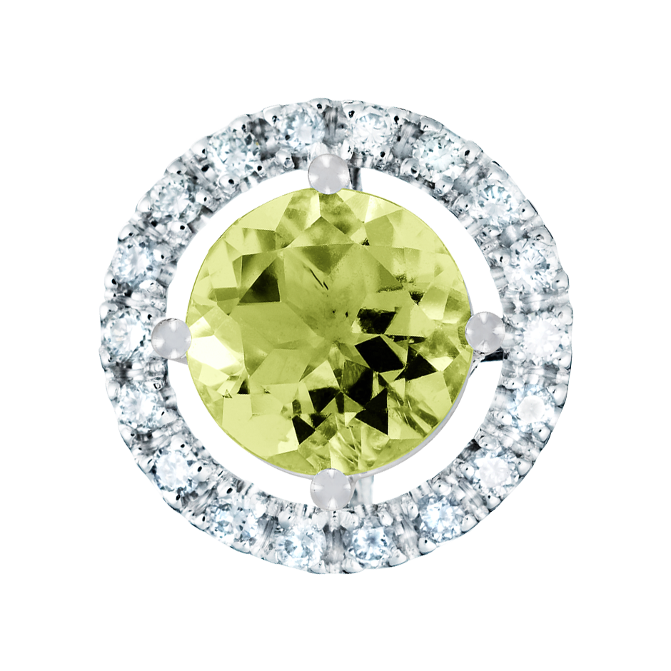 Anhänger Halo Peridot grün in Platin