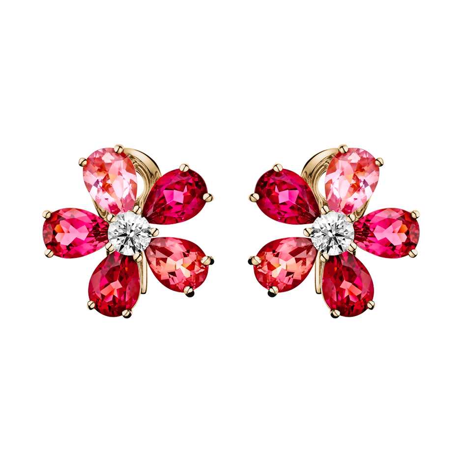 Boucles d'oreilles Flowers Tourmaline in Or rose