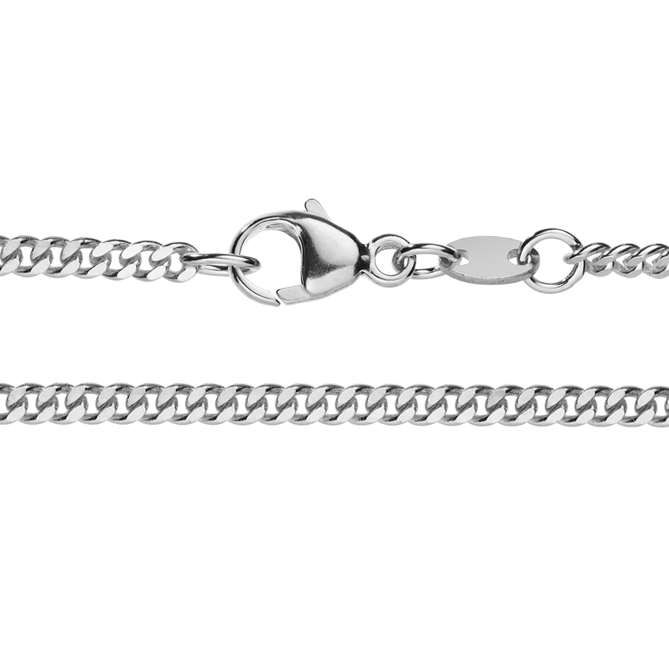 Curb Chain Necklace in White Gold