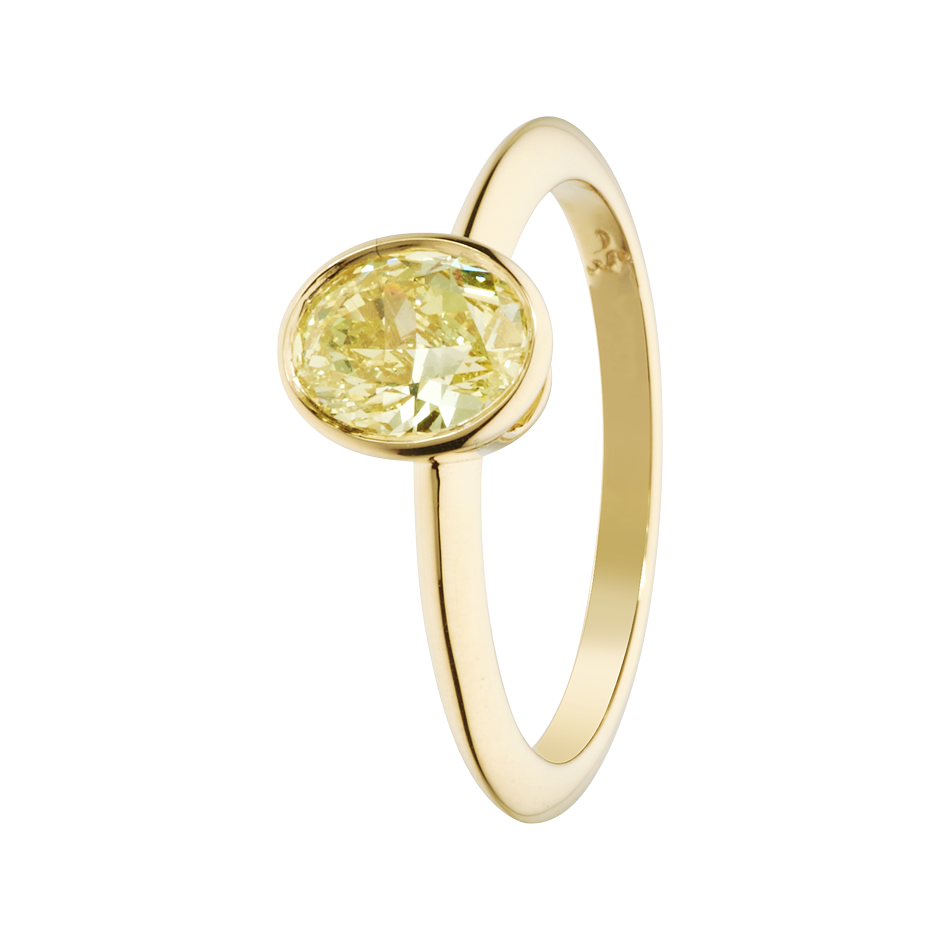 Diamantring Fancy Yellow in Gelbgold