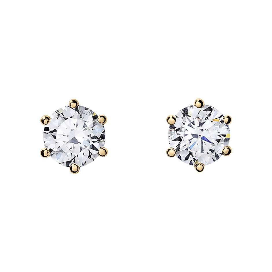 Diamond Stud Earrings 6 Prongs in Rose Gold