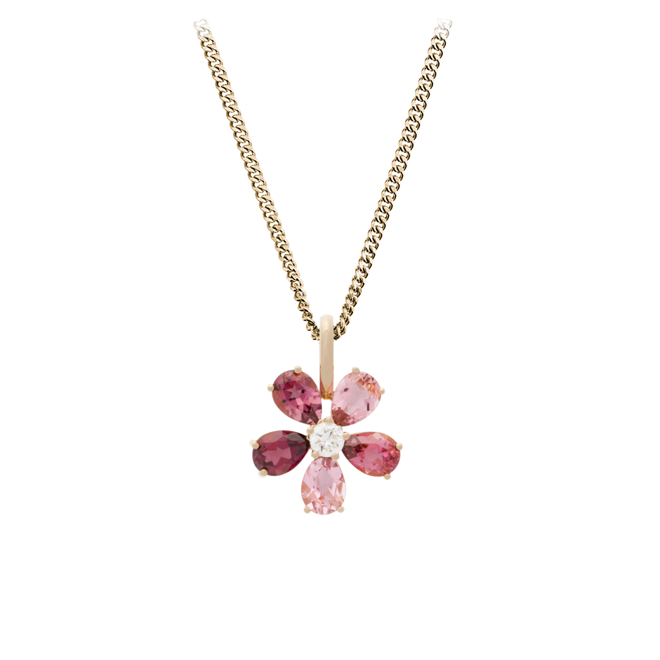 Flowers Pendant Tourmaline in Rose Gold