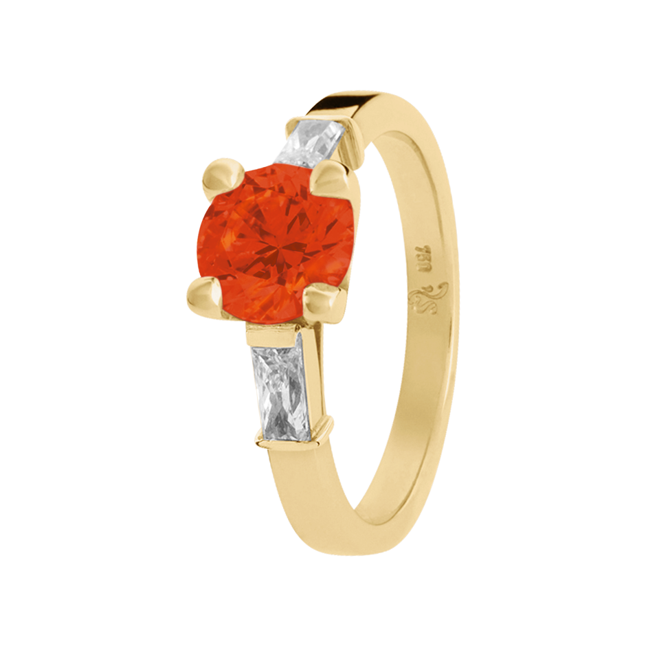 Paris Fire Opal orange in Yellow Gold