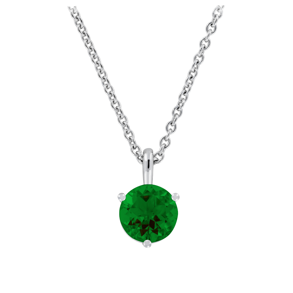 Pendant 3 Prongs Tourmaline green in Platinum