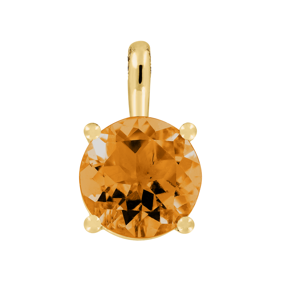 Pendant 4 Prongs Madeira Citrine orange in Yellow Gold