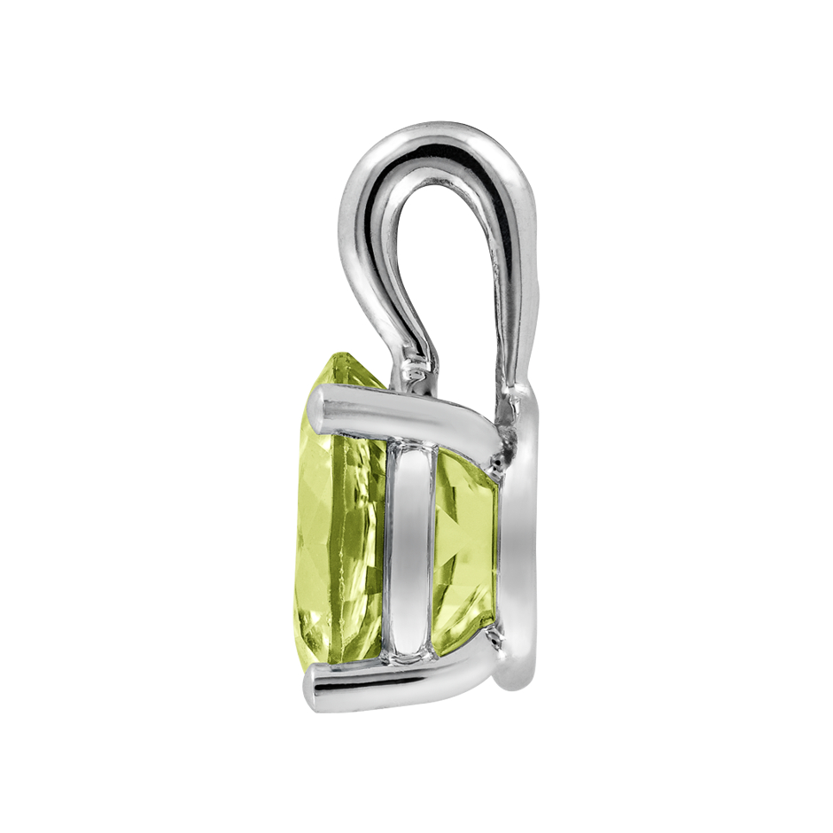 Pendant 4 Prongs Peridot green in Platinum