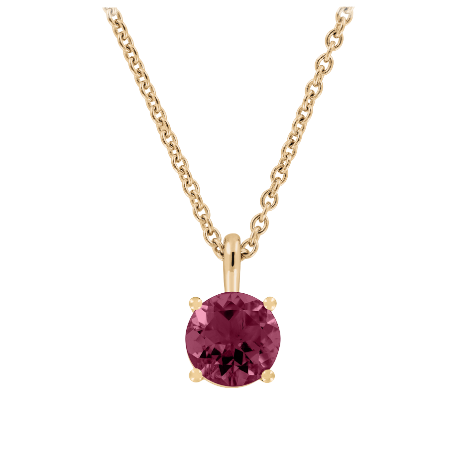 Pendant 4 Prongs Rhodolite red in Rose Gold