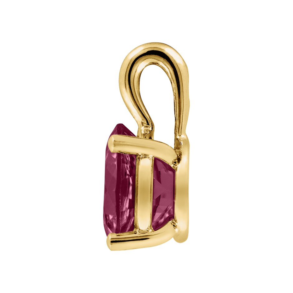 Pendant 4 Prongs Rhodolite red in Yellow Gold