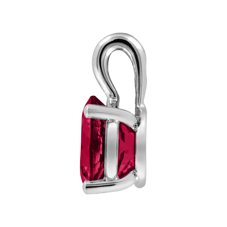 Pendant 4 Prongs Ruby red in Platinum