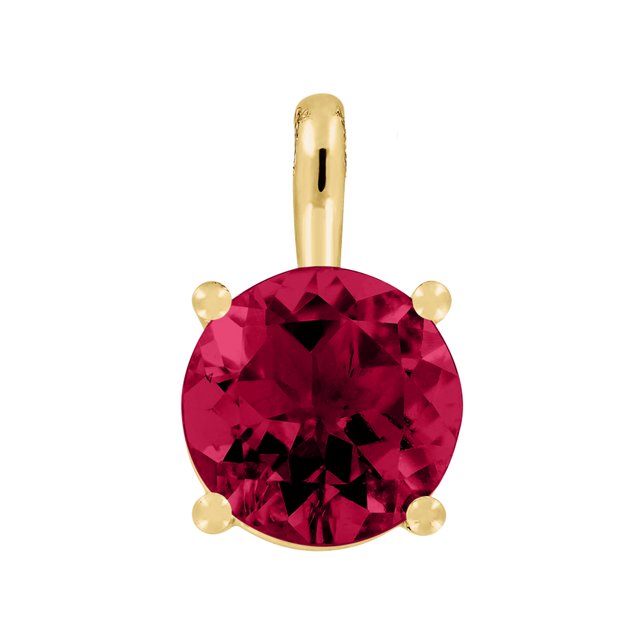 Pendant 4 Prongs Ruby red in Yellow Gold