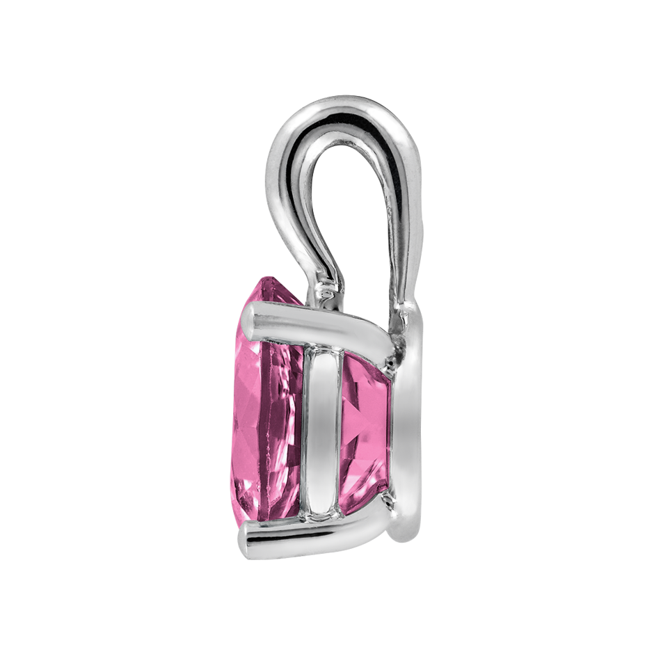 Pendant 4 Prongs Tourmaline pink in White Gold