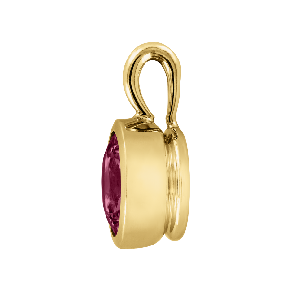 Pendant Bezel Rhodolite red in Yellow Gold