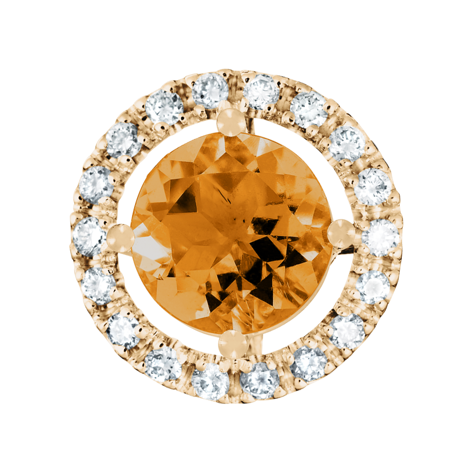 Pendant Halo Madeira Citrine orange in Rose Gold