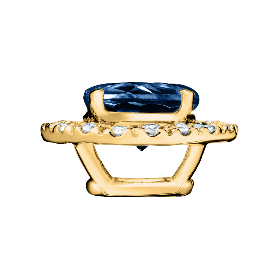 Pendant Halo Sapphire blue in Yellow Gold