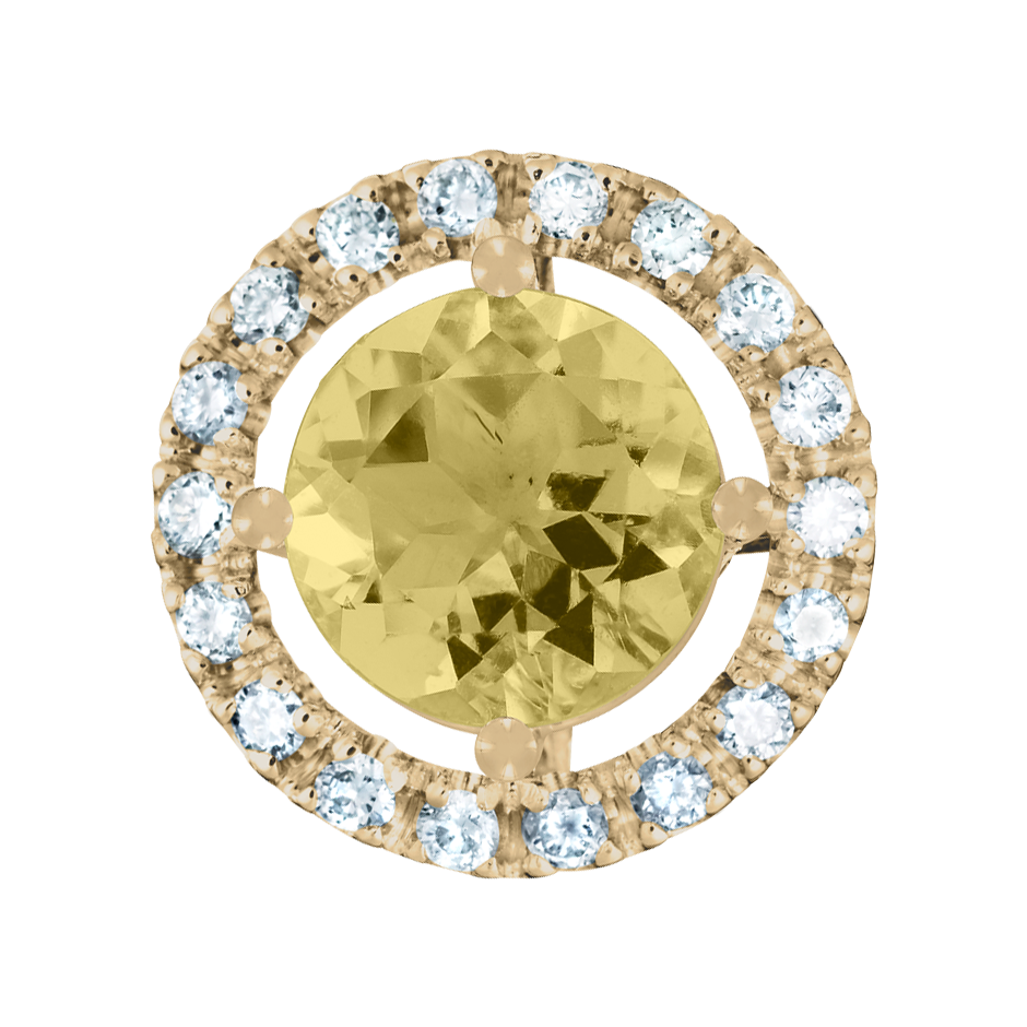 Pendant Halo Sapphire yellow in Yellow Gold