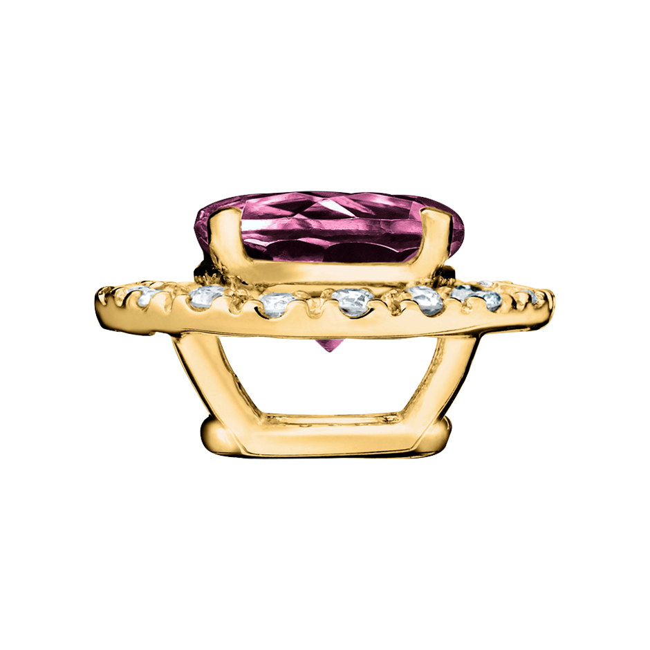Pendant Halo Tourmaline pink in Yellow Gold
