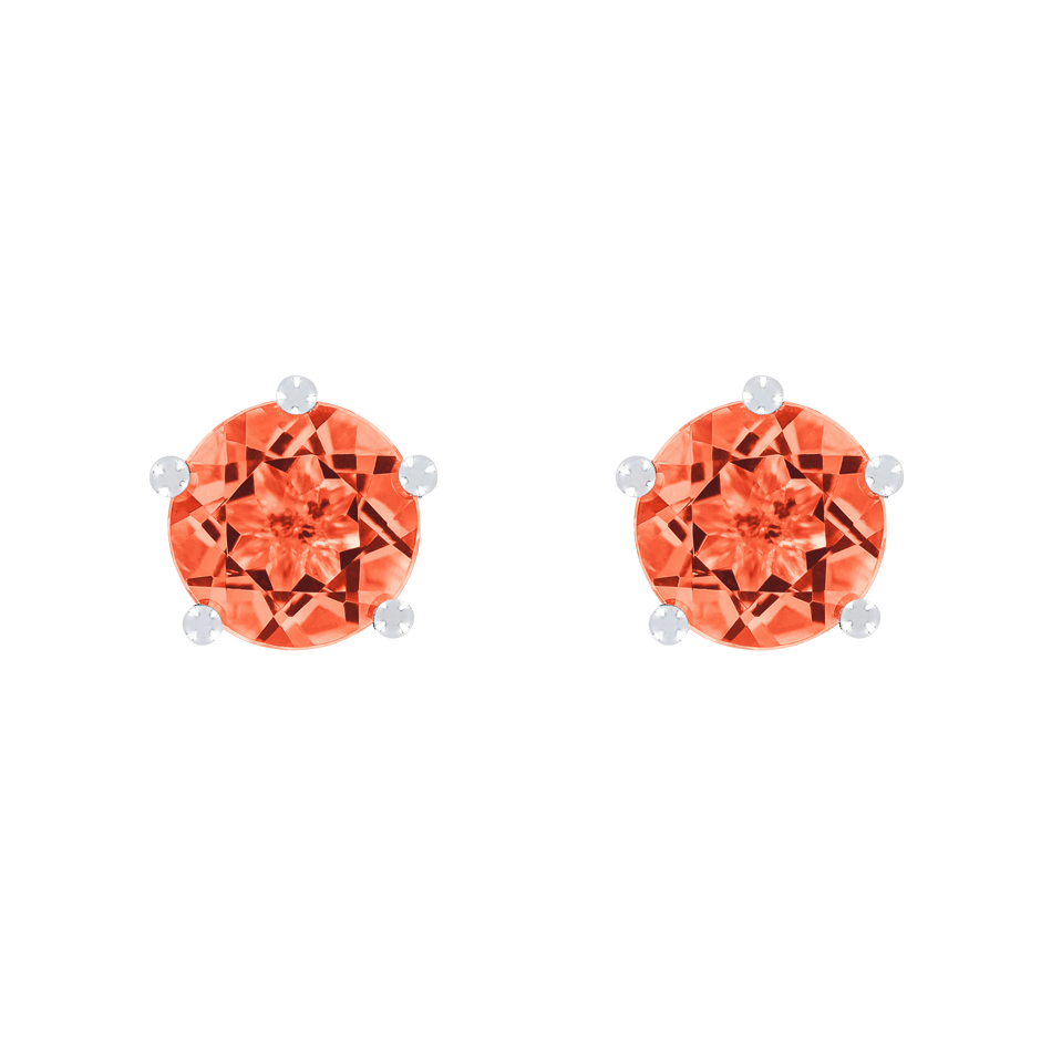 Stud Earrings 5 Prongs Fire Opal orange in Platinum