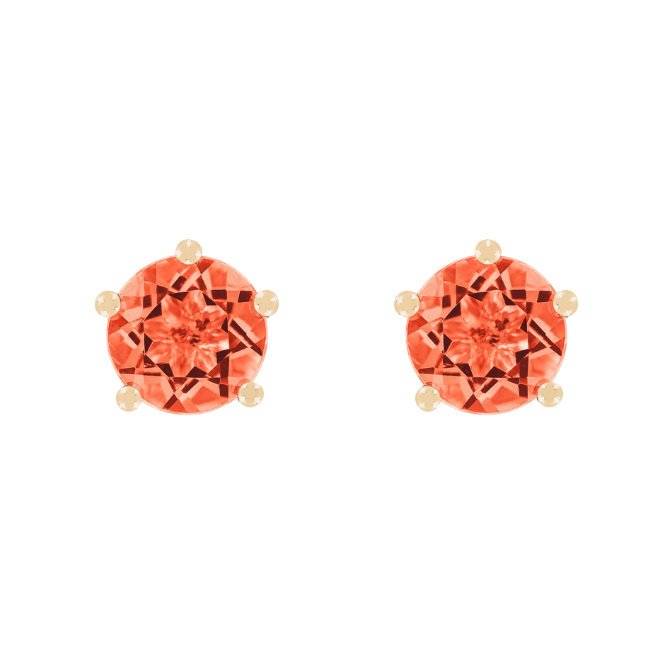 Stud Earrings 5 Prongs Fire Opal orange in Rose Gold