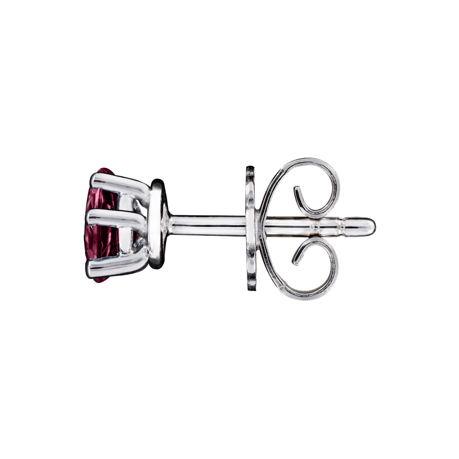 Stud Earrings 5 Prongs Rhodolite red in Platinum