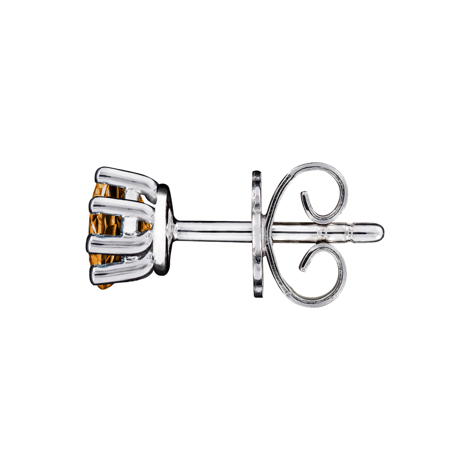 Stud Earrings 6 Prongs Madeira Citrine orange in White Gold