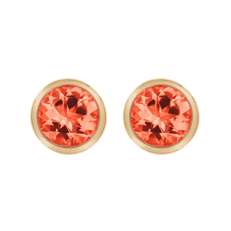 Stud Earrings Bezel Fire Opal orange in Rose Gold